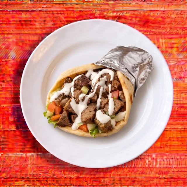 Lamb Gyro Sandwich.