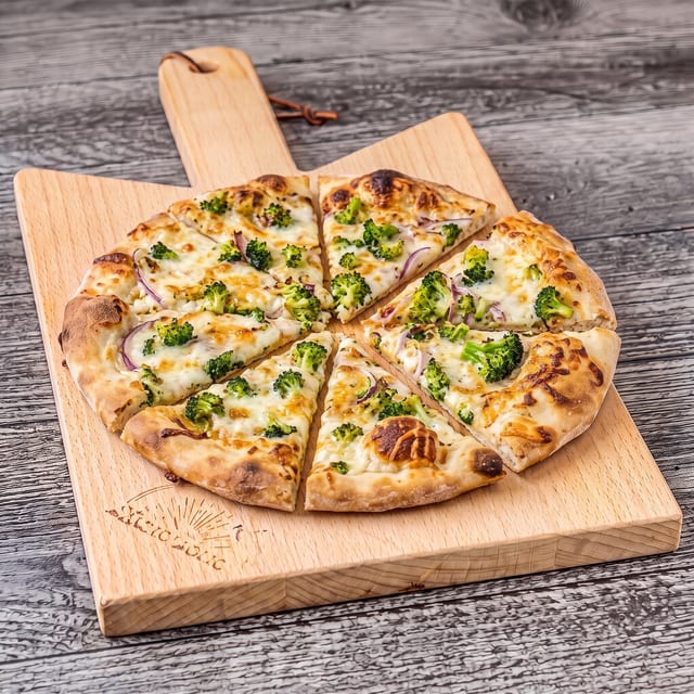 Broccoli Chicken Pizza.